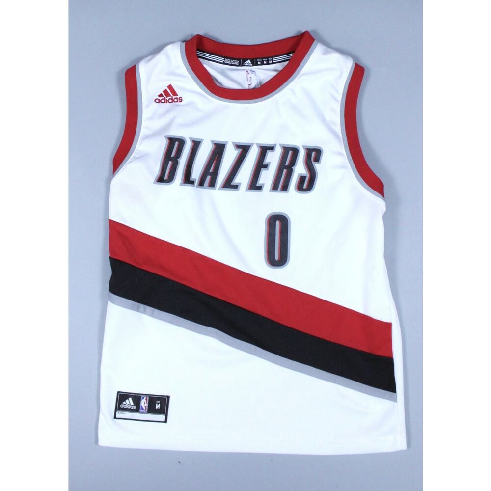 Adidas NBA Portland Trail Blazers Damian Lillard swingman jersey white sz M Med